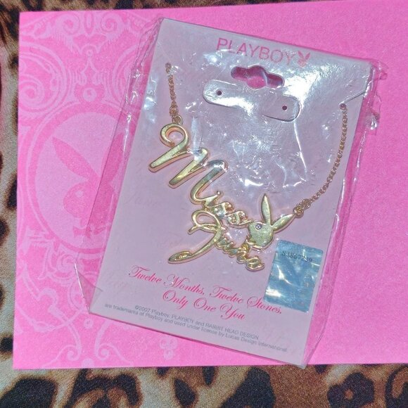 SEALED Rare Playboy Playmate Of The Month Gold Necklace - Miss June - Picture 4 of 6
